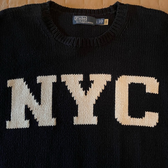 Vintage Polo Ralph Lauren NYC Sweater, Men’s L, Navy Blue. Authentic. - Picture 2 of 9